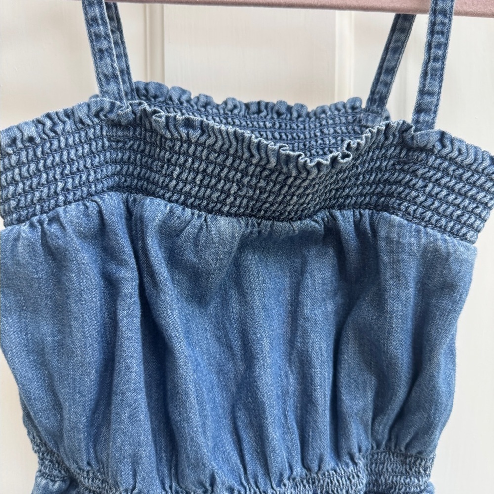 GAP Denim XS 4T Girls Blue Denim One Piece Jumpsuit with Spaghetti Straps - Picture 2 of 6